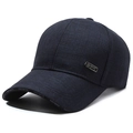 Berretto da baseball classico blu scuro da uomo con ricami e logo in metallo - Stile Etichetta Testo In Metallo / Ricamo Sport Blu Navy