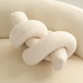 Minimalist beige knot throw pillow made of soft lamb wool on a cozy sofa - 50*28cm/0.48kg / Knot White