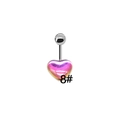 Macro detail of silver navel piercing with iridescent pink heart pendant and crystal stud - Gradient Glossy Heart
