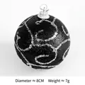 Pallina di Natale nera opaca da 8cm con glitter argento per decorazione albero - Tipo I (Pallina con Motivo a Onde 8cm)