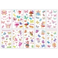 Set of 10 colorful glitter butterfly and flower temporary tattoos for face makeup - Glitter Flower Fairy Series B-10 Sheets