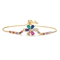 Dettaglio del braccialetto dorato con fiore in zircone colorato e catena regolabile - Fiore con Catena Colorata (CN0055CX Catena Colorata)
