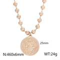 Collana medaglia San Benedetto oro rosa con catena a sfere e incisione religiosa - Collana Oro Rosa (KN234448-Z)