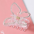 Detail of butterfly hair claw clip with white rhinestones and golden spring on pink base - 9# Blue Rhinestone Butterfly Claw