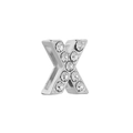 Sparkling silver rhinestone letter X slider bead for 10mm DIY jewelry charm bracelets - Letter X / 10mm Full Drill Letter / Silver