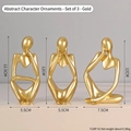 Three-piece golden minimalist thinker sculptures for home decor with 12cm height - Gold Right+Left+Deep Thinking Combination