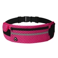 Magenta running belt with breathable mesh, reflective strip, and headphone port - Breathable Type (Rose Red)