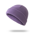 Deep purple knit beanie hat with premium ribbed texture and minimalist street style - Light Purple