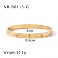 Detail of 18k gold heart bangle with crystal inlays and 6cm inner diameter dimensions - Gold Clover Style (NB-B6115-G)