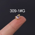 Delicate heart-shaped gold earring with rainbow zircon gemstone for ear cartilage - Heart-Cut Moonstone Style (309-1#G) / Gold