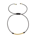 Handwoven black string bracelet with yellow beads and gold adjustable metal beads - Yellow Tube Beads / Black