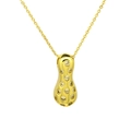 Macro detail of gold-plated peanut pendant with inlaid yellow cubic zirconia stones - Letter I / Gold