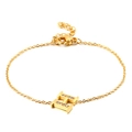 Gold-plated letter H pendant bracelet featuring sparkling rows of inlaid cubic zirconia - Letter H Style (KB117692-KLB)