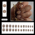 Short square press-on nails with black French tips and gold foil accents for women - Gilded Years Glue Style (W1429)