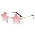 Star shaped rimless sunglasses with pink gradient lenses and gold metal frame - Golden Frame / Double Pink Lens