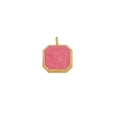 Octagonal pink marble resin pendant with gold stainless steel frame for jewelry making - 10mm / Gold-Pink