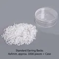 1000 pezzi di chiusure per orecchini in silicone 4x4mm in scatola tonda per gioielli fai da te - Fermagli per orecchini ordinari circa 1000 pezzi con scatola