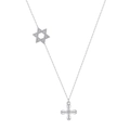 Collana boho argento con turchese, ciondolo a stella e petalo lucido raffinato - Croce Esagramma / Argento