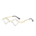 Irregular heart-shaped sunglasses with a gold metal frame and transparent diamond lenses - Gold Frame Anti-blue Light
