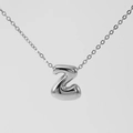 Polished silver bubble letter Z pendant necklace on a delicate stainless steel chain - Silver-Letter Z