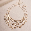 Gouden gelaagde ketting met drie lagen en geometrische ronde hangers met hamerslag - Goud (3-delige set)