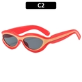 Occhiali da sole cat-eye cyberpunk con montatura rossa e arancione e lenti grigie, C2 - Montatura Rossa Lenti Grigie