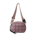 Crossbody quilted nylon waist bag in lotus pink with adjustable strap and tassel zipper - 22*6*16 / Bean Paste Purple