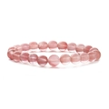 Bracciale in quarzo rosa naturale con perle da 8mm su cordino elastico - Quarzo Cocomero