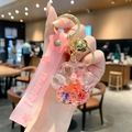 Portachiavi zampa di gatto rosa con ciondolo a coniglio e cinturino in silicone - Coniglio Rosa - Zampa di Gatto