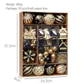 50pcs black and gold Christmas ball ornaments set with geometric textures in a gift box - 50PCS Black & Gold Assorted Set