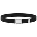 Adjustable black elastic kids belt with silver magnetic buckle on white background - Black