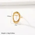Minimalist gold plated open stainless steel ring with hollow oval design weight 1.36g - 53-Oval Hollow / Gold