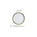 White ceramic plate with gold wavy rim 21.5cm minimalist luxury dinnerware for home - 9-inch Gold Rim Chrysanthemum Plate