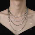 Titanium steel link chain necklace length guide showing 45cm to 60cm on a model silhouette - Width 3MM Length 60cm
