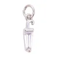 Miniature silver-colored copper umbrella pendant with a clear zircon stone inlay - L75 Umbrella / White Gold