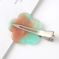 Detail shot of the pink-green gradient flower hair clip on a metal duckbill base - 18# Pink Green Gradient Flower / 4.7cm