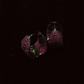 Elegant silver earrings with pave-set pink zircons in a minimalist luxury design - Gun Black Base - Red Corundum Pavé Zirconia