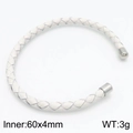 Weißes geflochtenes Lederarmband mit silbernen Edelstahlkappen für Damen Herren - Weißes Lederband Silbernes Metallende (KB183581-KLHQ)