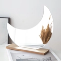 Miroir acrylique en forme de lune avec socle en bois, miroir de maquillage pour bureau - Lune