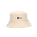 Chic beige cotton bucket hat with a stylish square patch and wide sun-protective brim - Off White