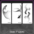 Waterproof temporary tattoo set with 3 black and white ink koi fish designs, 7x12cm - Koi Goldfish