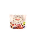 Pink striped muffin cup with sweet shop illustration for baking and party desserts - Medium Pink Stripe Sweet