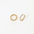 Polished 18K gold stainless steel huggie earrings with cubic zirconia stones - 1.6*8mm Gold (Pair)