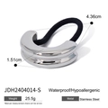 Polished 18k gold stainless steel U-shape hair tie with black elastic band - Silver Double C Overlap Style (JDH2404014-S)