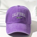Detail of purple washed cotton baseball cap with white California West Coast embroidery - Adjustable / Light Purple