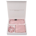 Pink 100% mulberry silk sleep set with eye mask and scrunchie in white gift box - Lotus Pink