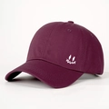 Classic burgundy cotton baseball cap with white embroidered smiley face on side - Adjustable / Burgundy