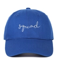 Classic navy blue cotton baseball cap with white squad script embroidery on the front - Adjustable / Blue