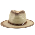 Witte Panama strohoed met bruine kleurverloop rand en etnische kralendecoratie voor zon - M (56-58cm) / Beige Donkerbruin Verloop (01)