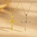 Collane a croce in oro 18 carati e argento con pendente a chiodo e micro-zirconi incastonati - Croce a Chiodo Argento